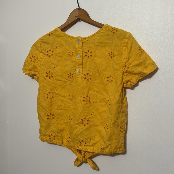 Christian Siriano Linen / Cotton Tie-Front Eyelet Shirt Top - Picture 6 of 10